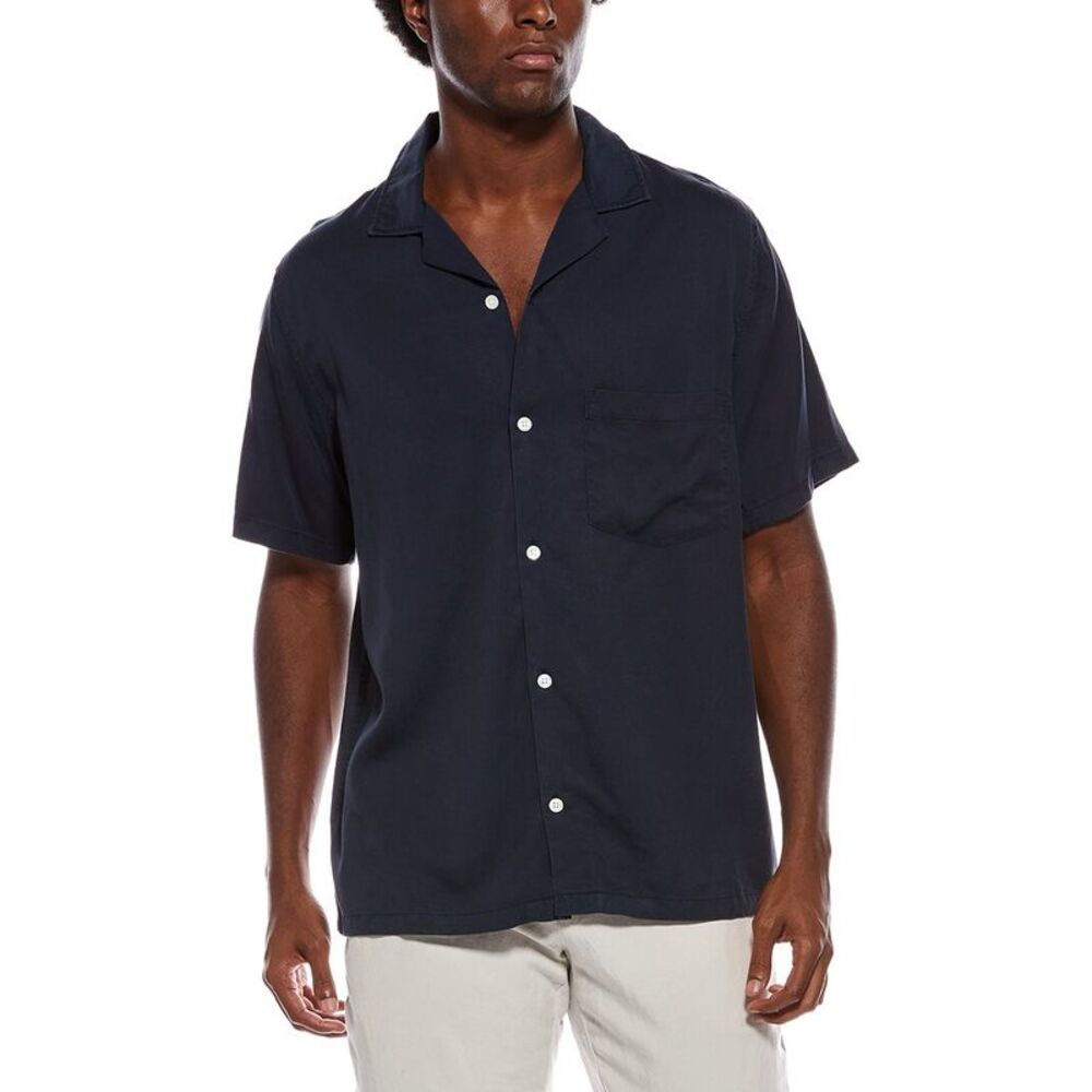 Slate & Stone Mens  Washed Camp Collar Shirt, Navy